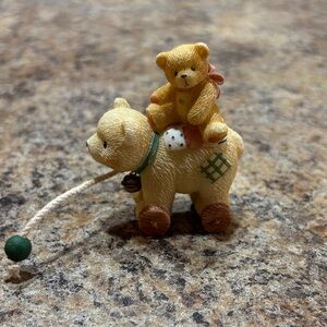 Cherished Teddies Tan and Green Bear Pull Toy